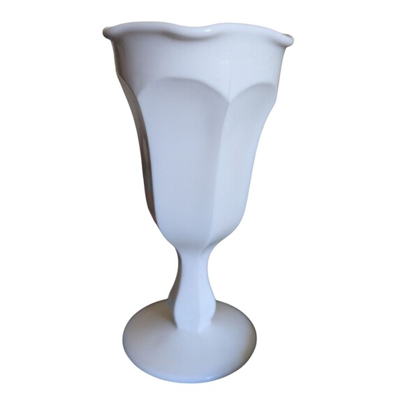 Milk Glass Tulip Parfait Sundae Water Goblet Stemware Vintage Vase Decor Table - Picture 2 of 6